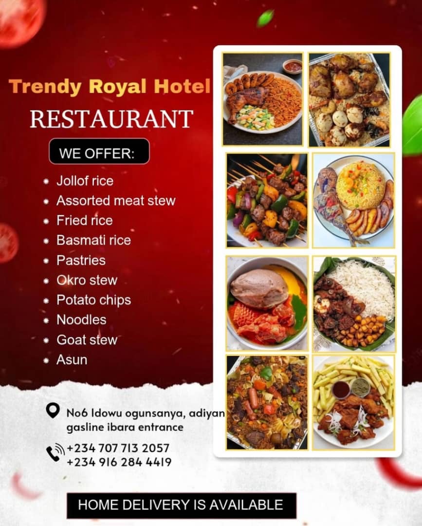 Trendy Royal Restaurant Menu